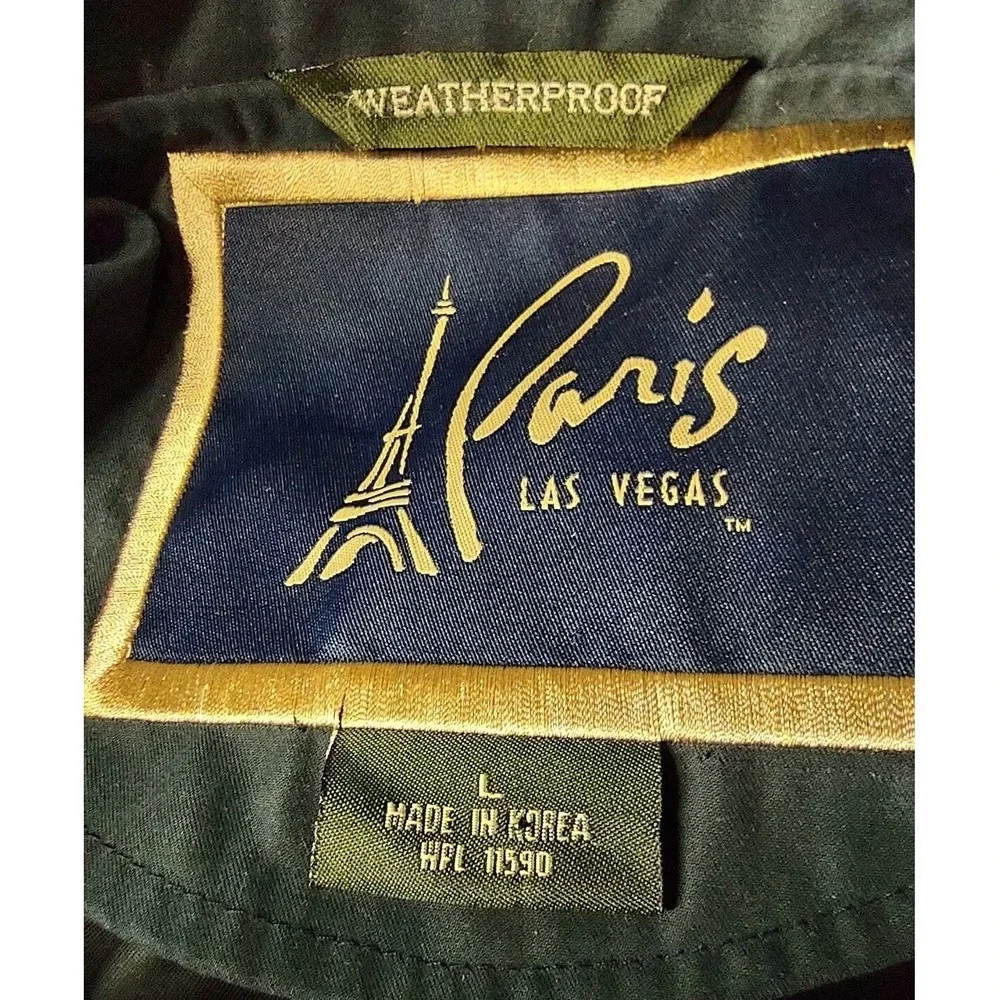 Weatherproof Jacket Men's Large Paris Las Vegas Windbreaker Black Norm Core Y2K